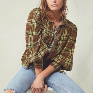 We The Free Sun City Plaid Button Up Top LARGE
